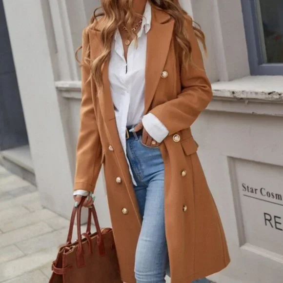 Classic Button up Long Jacket Coat Shabby chic Cam - Picture 5 of 7